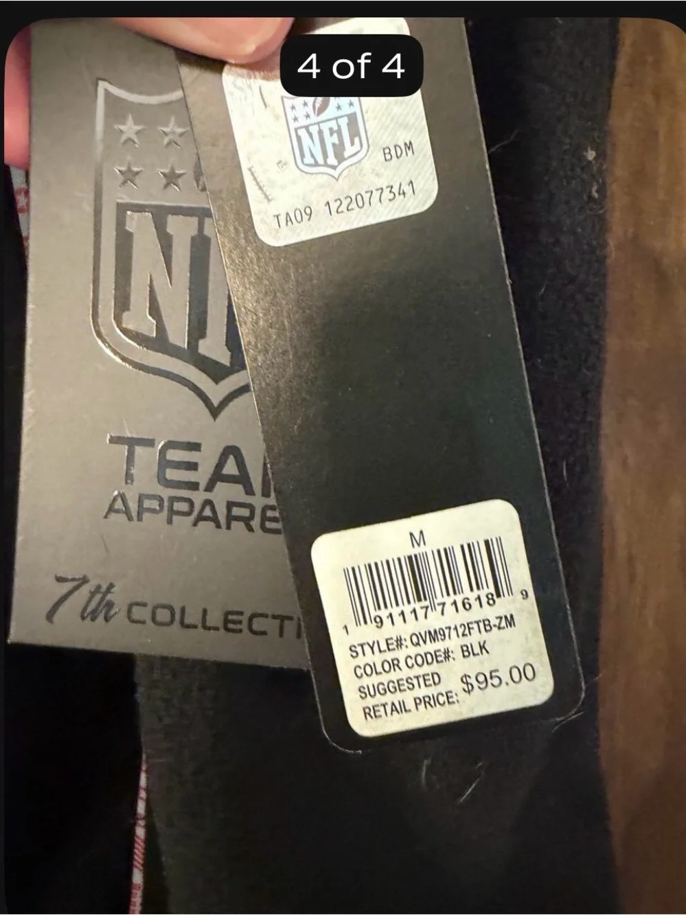 NFL Black Fleece Vest with Red Accents and Team Logo